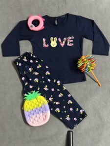 Floral Dark Blue Full Sleeves Cord Set