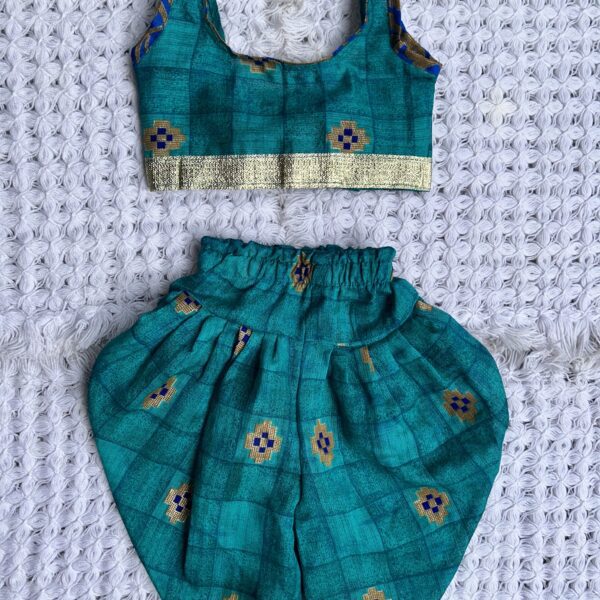 Bottle Green with Golden lace Pathani Salwar Suit