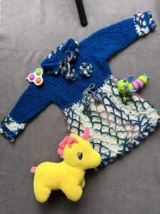 Blue and Ivory Winter Dress